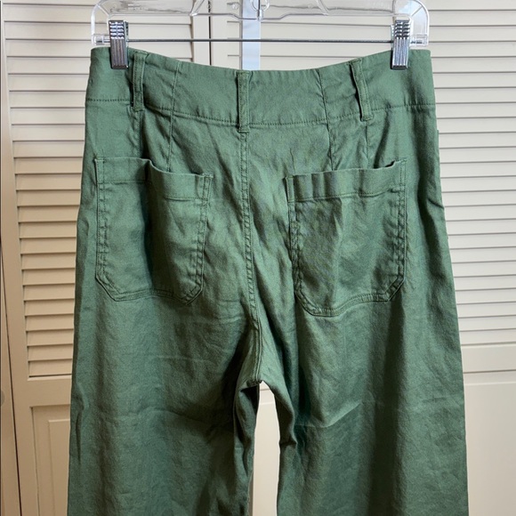 Anthropologie MAEVE The Colette Green Wide Leg Cropped Hi Rise Pants 28 Petite - Picture 8 of 12